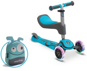 Hulajnoga Smart Trike Scooter T1 + świecące koła LED + torba-niebieska