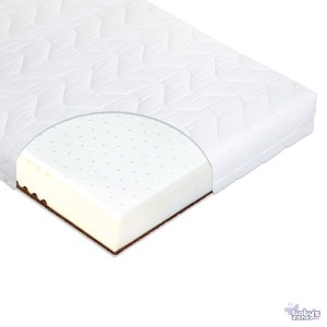 Materac do łóżeczka DUO LATEX i KOKOS COMFORT 120x60 + pokrowiec Basic