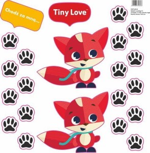Naklejki na podłogę Tiny Love - 18 stópek, 2x lisek, chmurka, logo